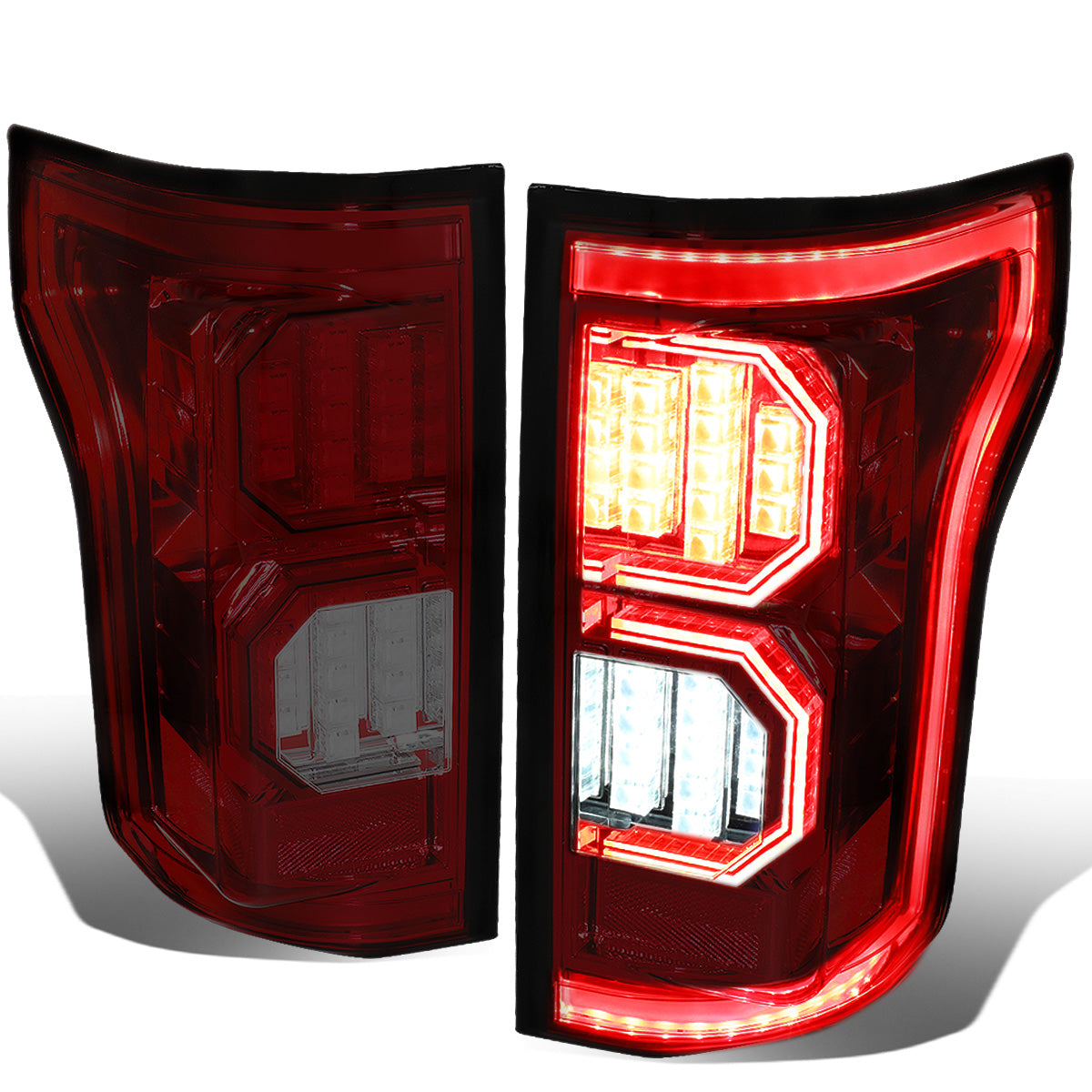FAROS TRASEROS 15-17 FORD F-150 - 3D STRIP - TRON STYLE - LED - RED / SMOKE