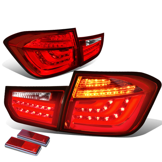 FAROS TRASEROS 13-15 BMW 3-SERIES F30 - 4DR - 3D STRIP - LED - RED / CLEAR