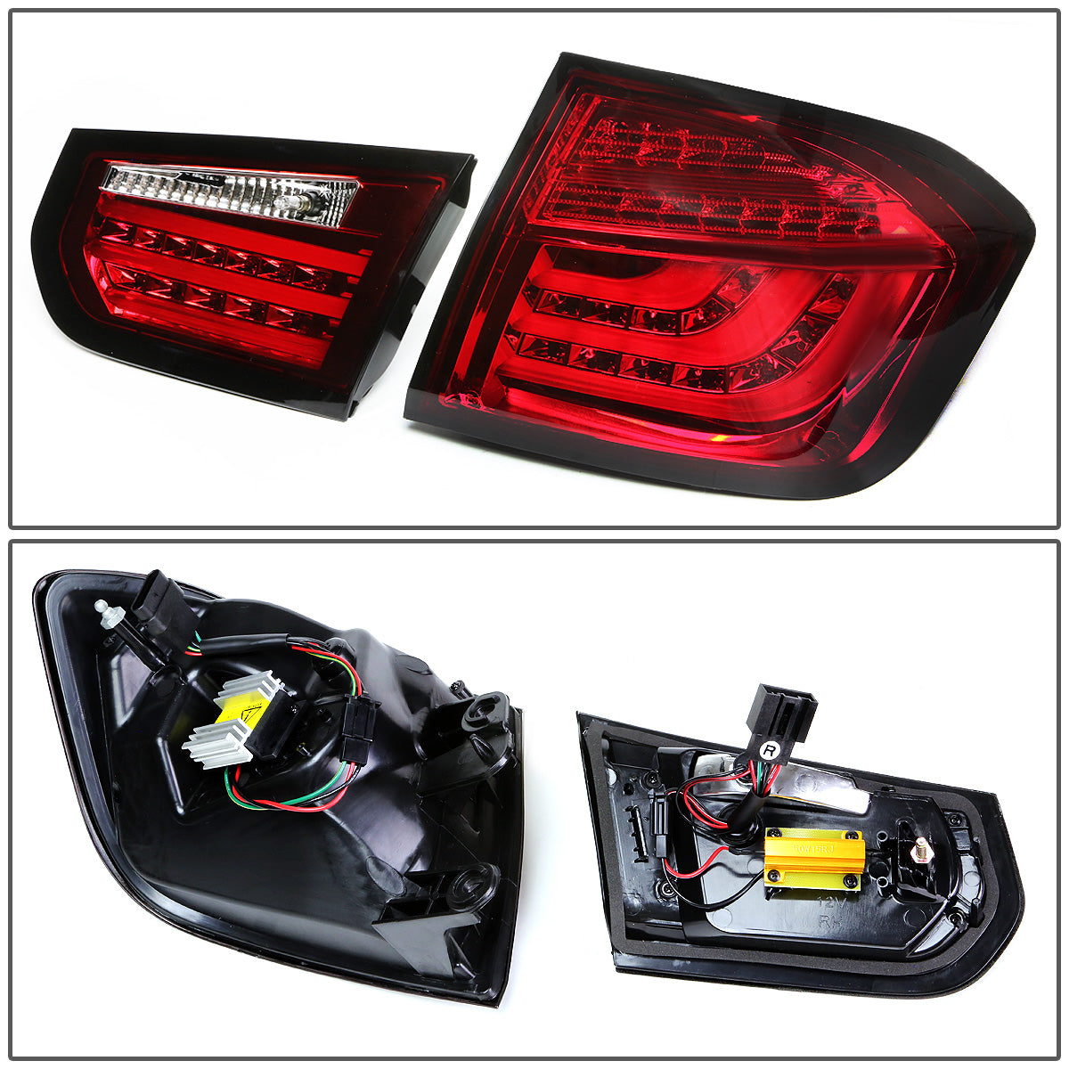 FAROS TRASEROS 13-15 BMW 3-SERIES F30 - 4DR - 3D STRIP - LED - RED / CLEAR