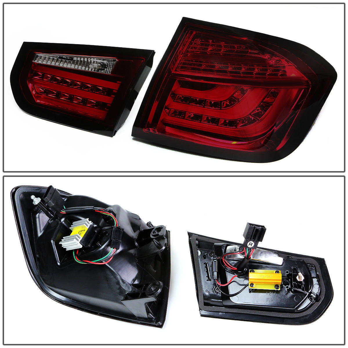 FAROS TRASEROS 13-15 BMW 3-SERIES F30 - 4DR - 3D STRIP - LED - RED / SMOKE