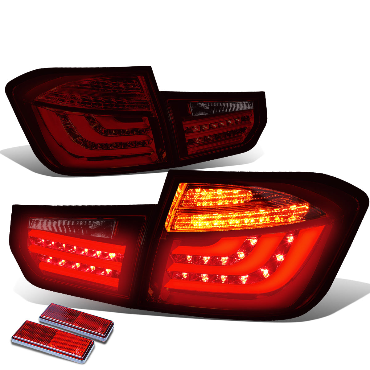 FAROS TRASEROS 13-15 BMW 3-SERIES F30 - 4DR - 3D STRIP - LED - RED / SMOKE