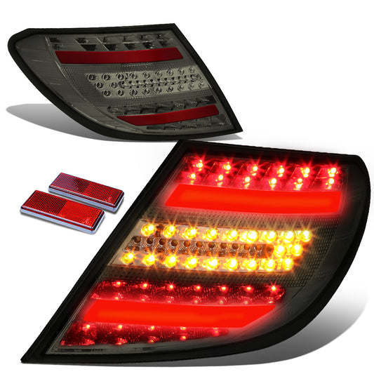 FAROS TRASEROS 12-14 MERCEDES BENZ C-CLASS W204 4-DOOR - 3D STRIP - LED - BLACK / SMOKE