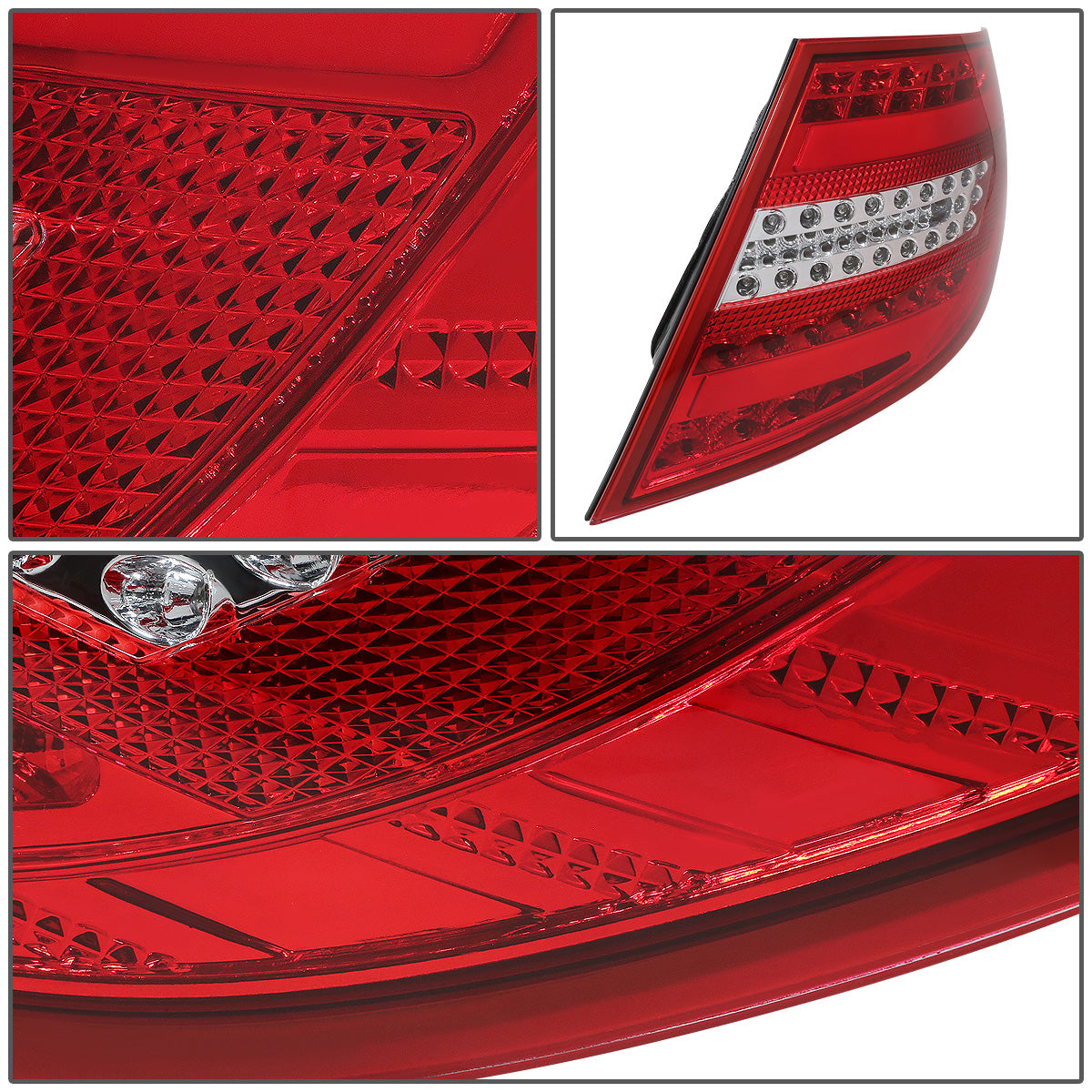 FAROS TRASEROS 08-11 MERCEDES BENZ C-CLASS W204 4-DOOR - 3D STRIP - LED - RED / CLEAR