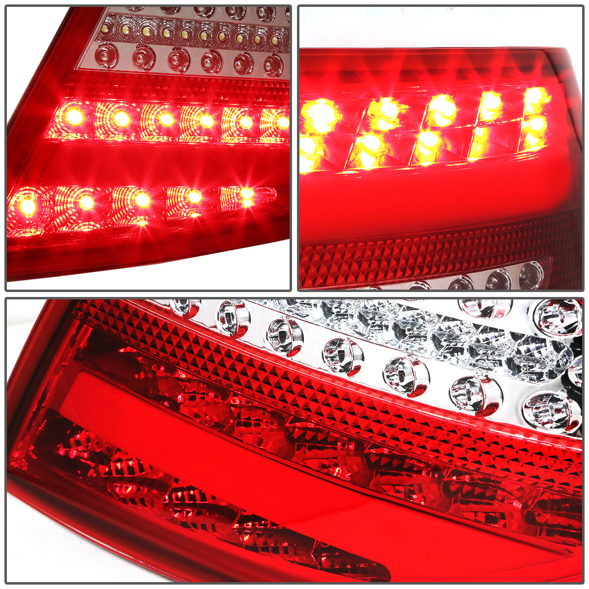 FAROS TRASEROS 12-14 MERCEDES BENZ C-CLASS W204 4-DOOR - 3D STRIP - LED - RED / CLEAR