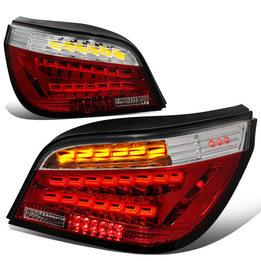 FAROS TRASEROS 08-10 BMW 525I, BMW 528I, 528I XDRIVE, BMW 530I, BMW 535I, 535I XDRIVE, BMW 550I, BMW M5 / 2008 BMW 535XI - FITS 4-DR MODELS ONLY - OLED SEQUENTIAL - RED / CLEAR