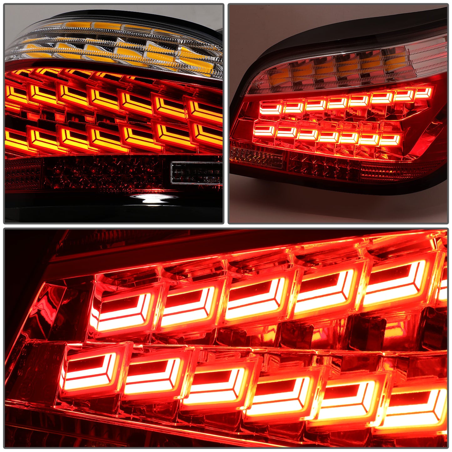 FAROS TRASEROS 08-10 BMW 525I, BMW 528I, 528I XDRIVE, BMW 530I, BMW 535I, 535I XDRIVE, BMW 550I, BMW M5 / 2008 BMW 535XI - FITS 4-DR MODELS ONLY - OLED SEQUENTIAL - RED / CLEAR