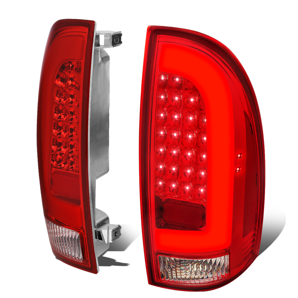 FAROS TRASEROS 05-15 TOYOTA TACOMA - L-BAR - 3D - LED - CHROME / RED