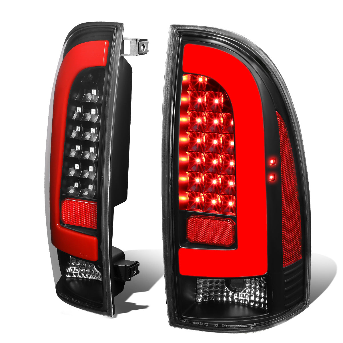 FAROS TRASEROS 05-15 TOYOTA TACOMA - RED L-BAR - 3D - LED - BLACK / CLEAR
