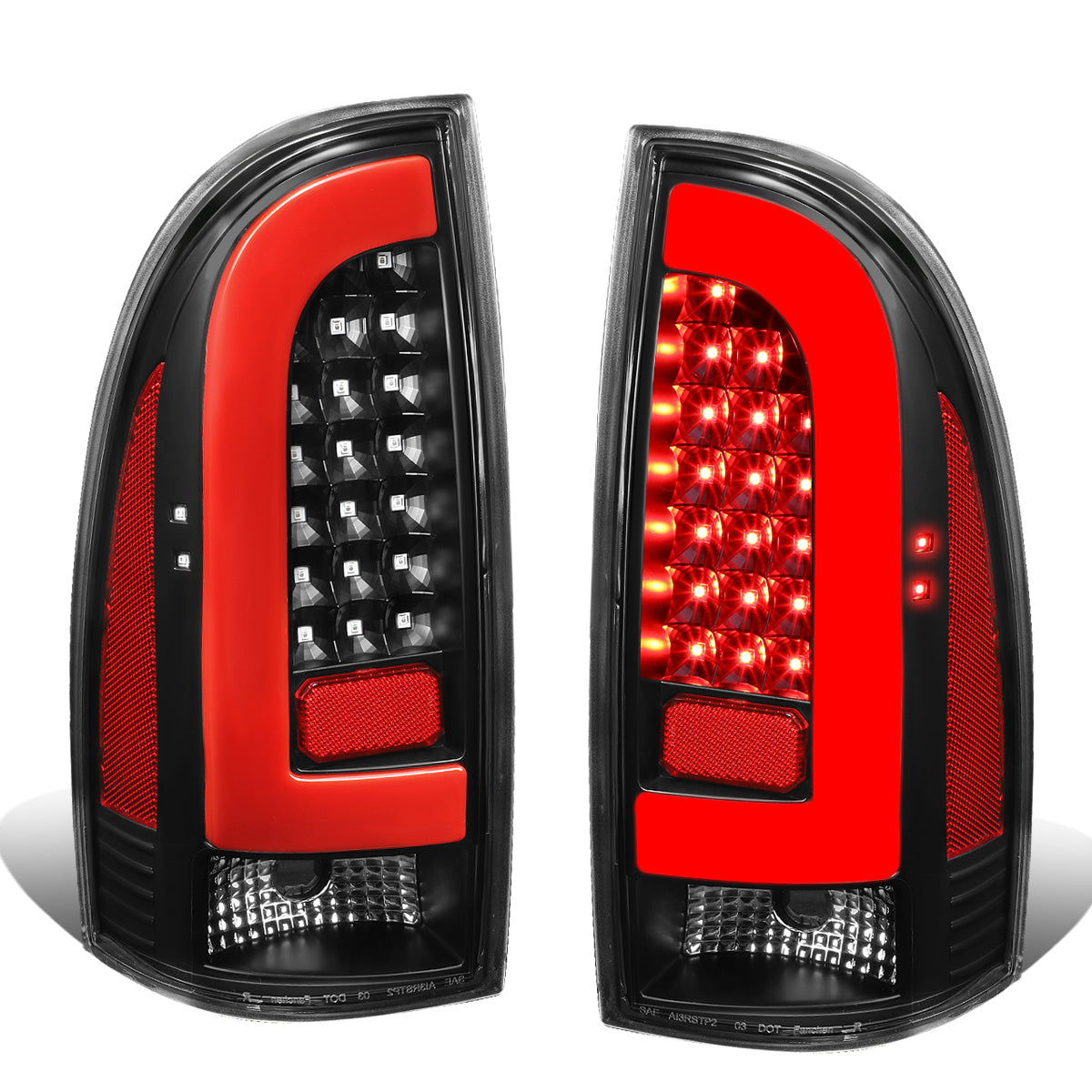 FAROS TRASEROS 05-15 TOYOTA TACOMA - RED L-BAR - 3D - LED - BLACK / CLEAR