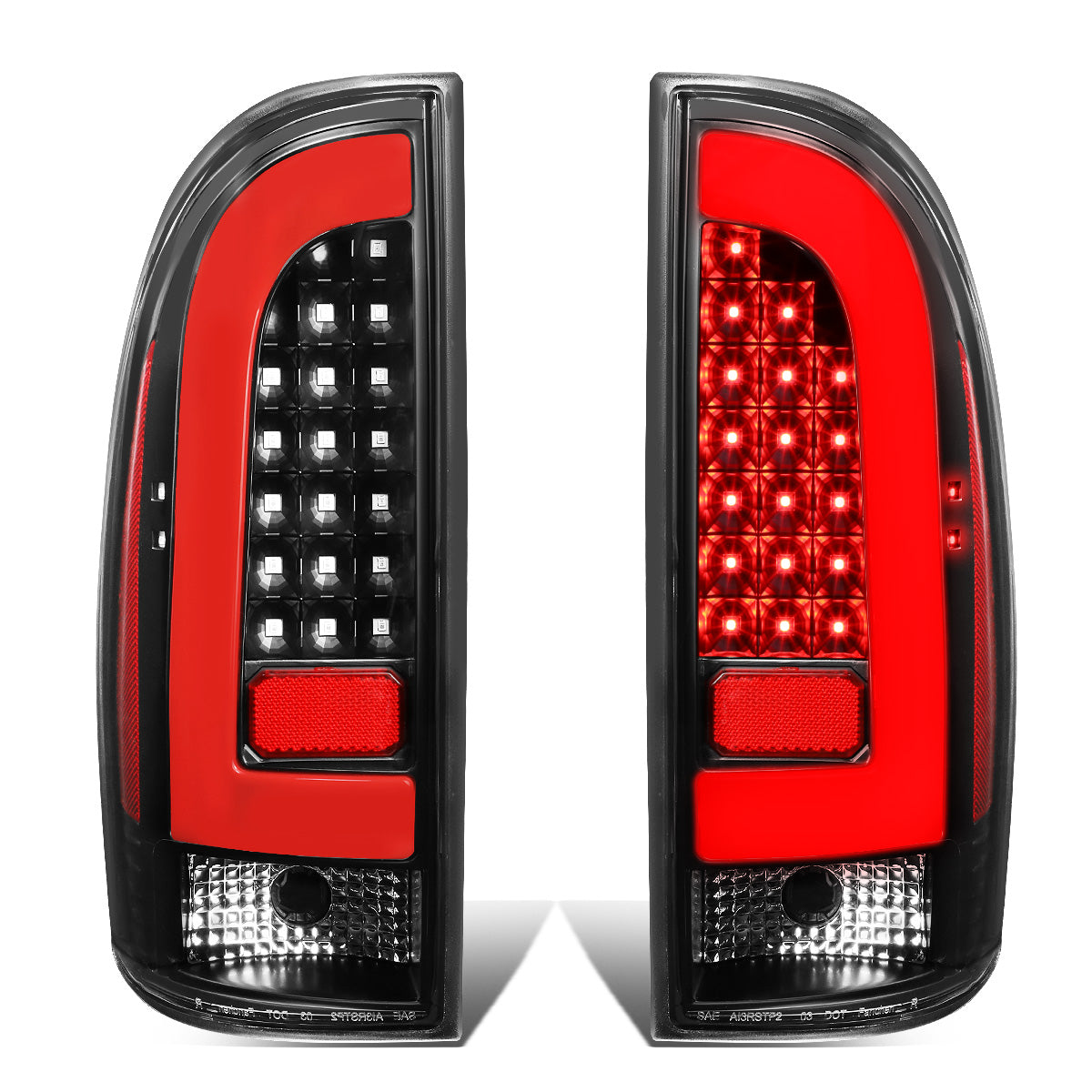 FAROS TRASEROS 05-15 TOYOTA TACOMA - RED L-BAR - 3D - LED - BLACK / CLEAR