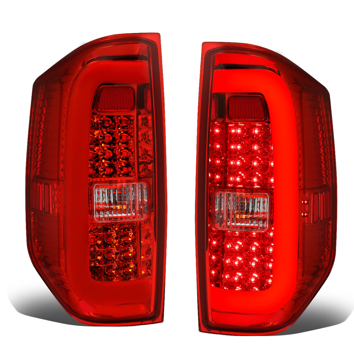 FAROS TRASEROS 14-18 TOYOTA TUNDRA - TUBE BAR - 3D - LED - CHROME / RED