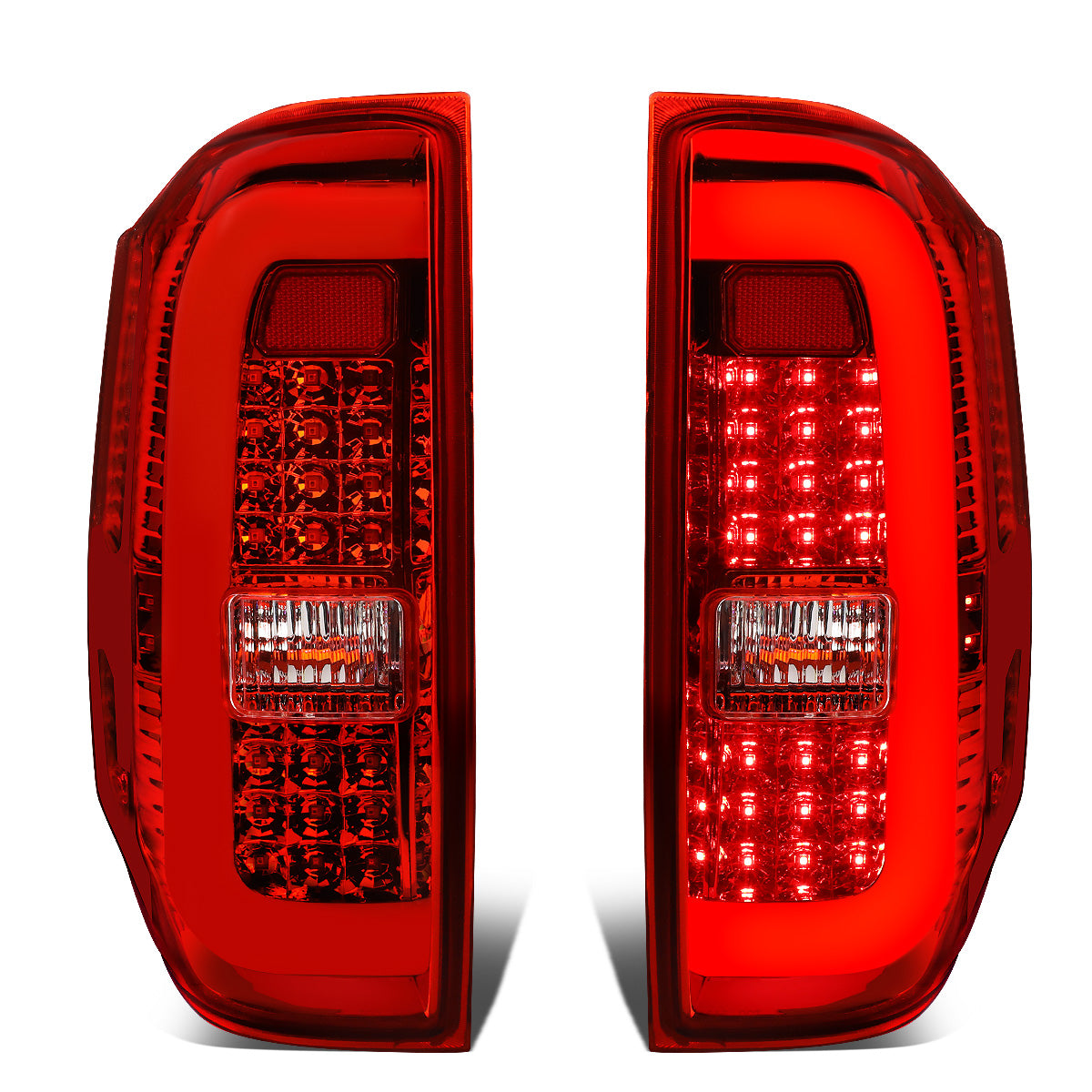 FAROS TRASEROS 14-18 TOYOTA TUNDRA - TUBE BAR - 3D - LED - CHROME / RED