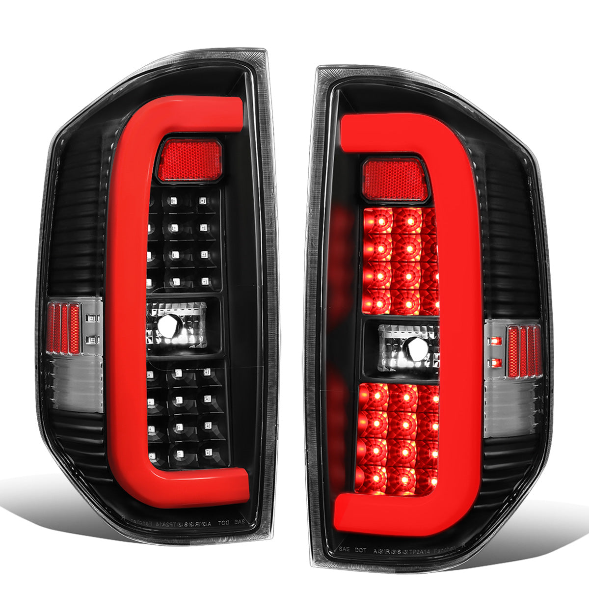 FAROS TRASEROS 14-18 TOYOTA TUNDRA - TUBE BAR - 3D - RED LED - BLACK / CLEAR