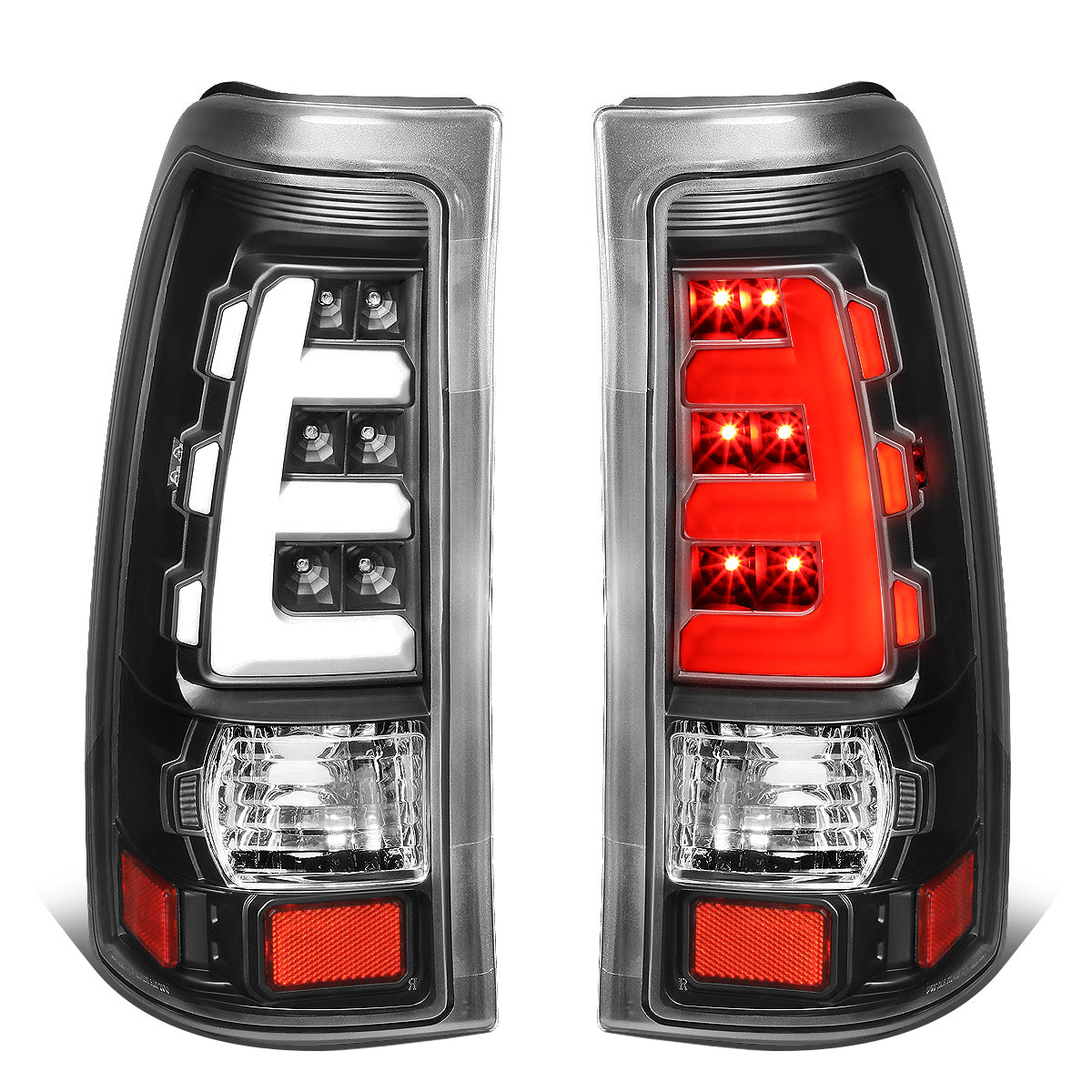 FAROS TRASEROS 99-02 CHEVY SILVERADO 1500, SILVERADO 2500, SILVERADO 3500HD / 99-03 GMC SIERRA 1500, SIERRA 2500HD - FITS FLEETSIDE MODELS ONLY - LED - CLEAR