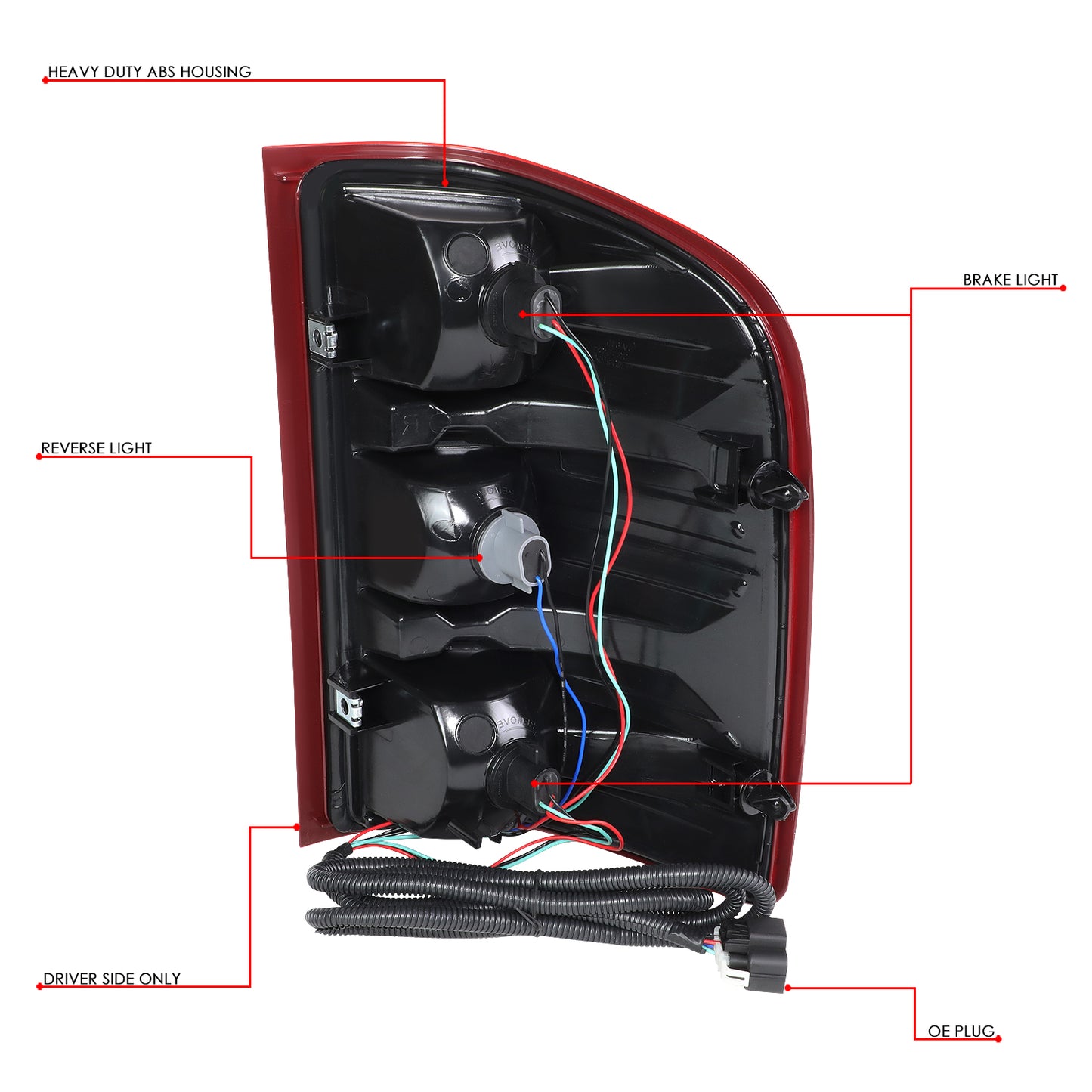 FAROS TRASEROS 07-13 CHEVY SILVERADO - RED+CLEAR - LEFT