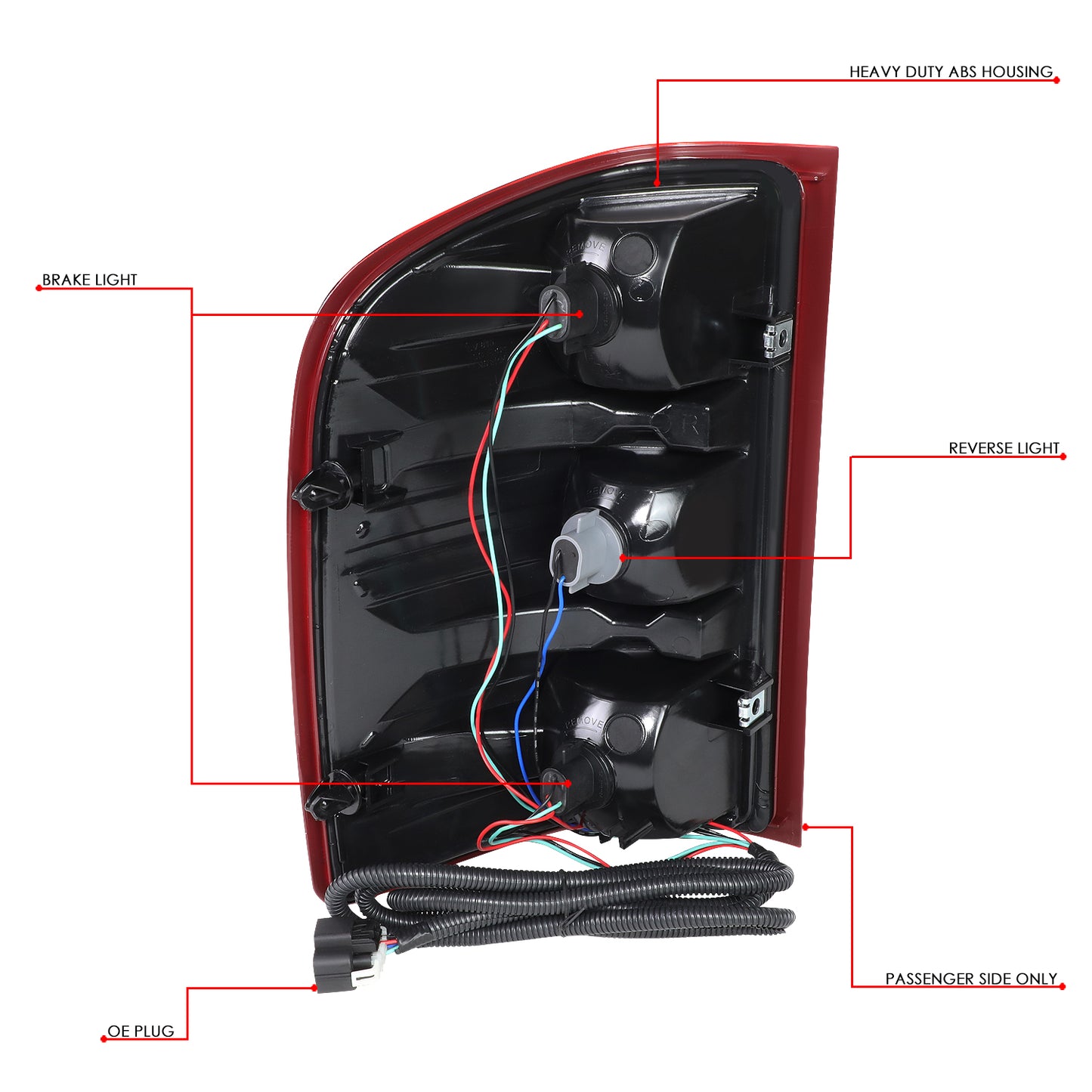 FAROS TRASEROS 07-13 CHEVY SILVERADO - RED+CLEAR - RIGHT