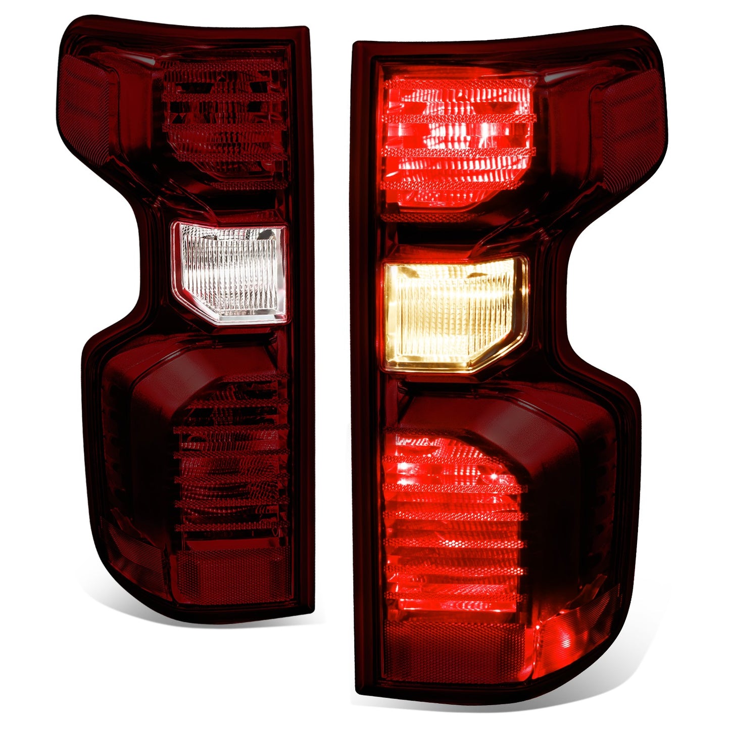 FAROS TRASEROS 19-24 CHEVY SILVERADO 1500 - FITS MODELS WITH FACTORY INCANDESCENT TAIL LIGHT ONLY - LED - DARK RED