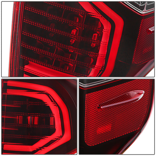 FAROS TRASEROS 14-21 TOYOTA TUNDRA PICKUP - BLACK HOUSING - LED TUBE TAIL LIGHTS BRAKE LAMPS SET REPLACEMENT - LEFT+RIGHT - RED+CLEAR LENS