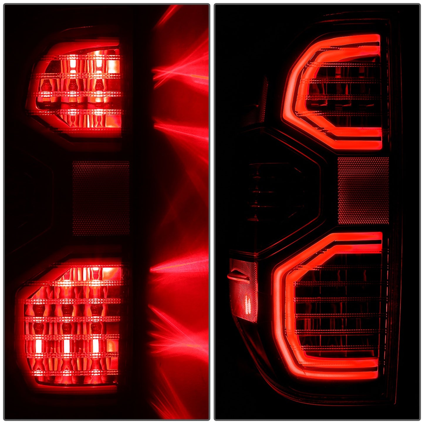 FAROS TRASEROS 14-21 TOYOTA TUNDRA PICKUP - BLACK HOUSING - LED TUBE TAIL LIGHTS BRAKE LAMPS SET REPLACEMENT - LEFT+RIGHT - SMOKE+CLEAR LENS