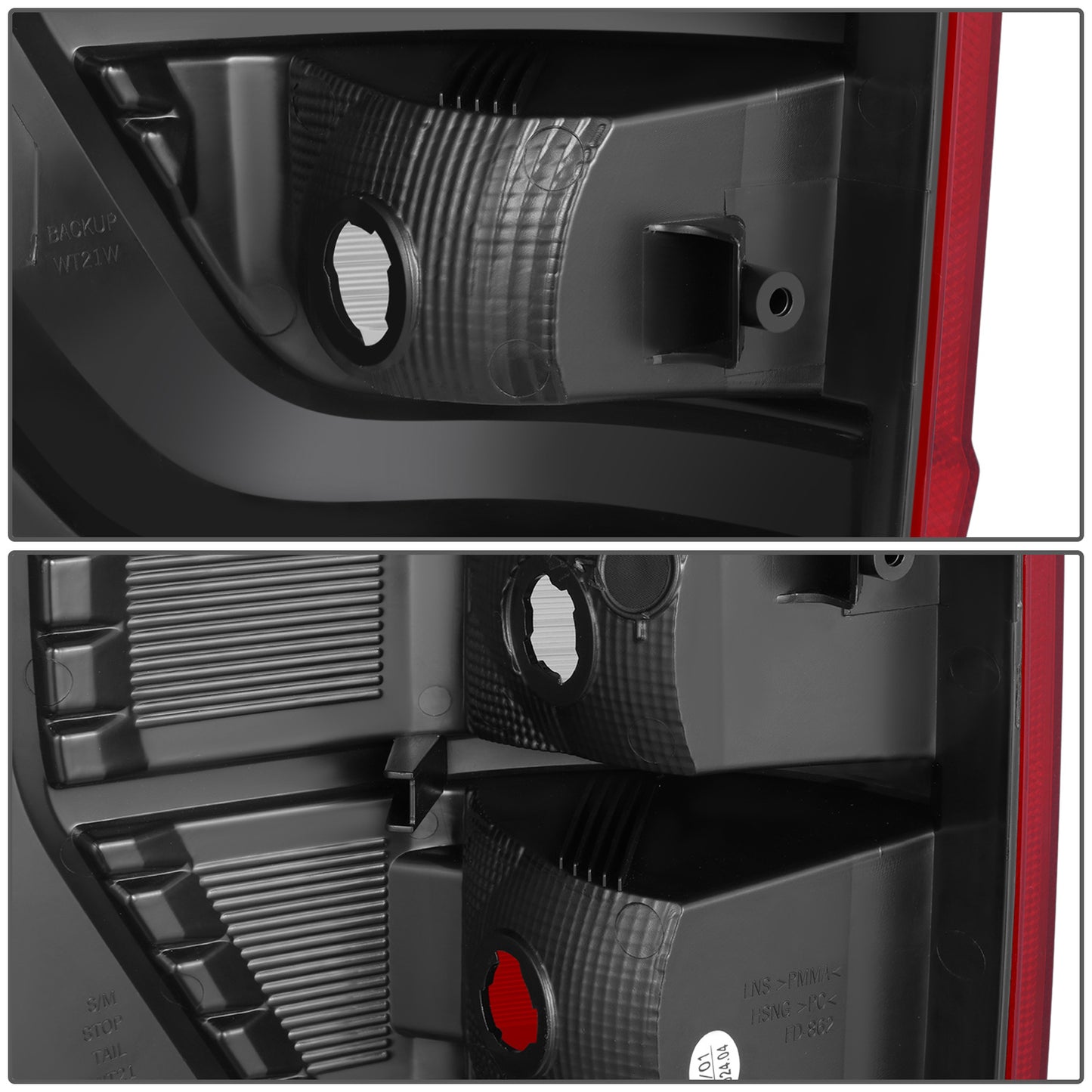 FAROS TRASEROS 21-23 FORD F150 XL - DARK RED / CLEAR LENS - LEFT - NO WIRE NO BULB
