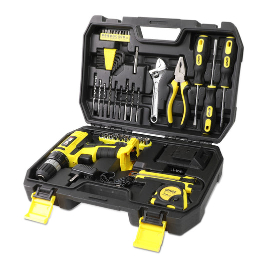 HERRAMIENTAS 46PCS - W/ CORDLESS DRILL - BLACK / YELLOW