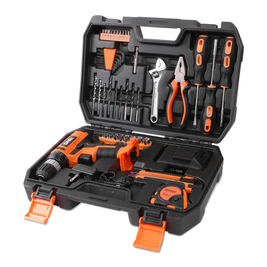 HERRAMIENTAS 46PCS - W/ CORDLESS DRILL - BLACK / ORANGE
