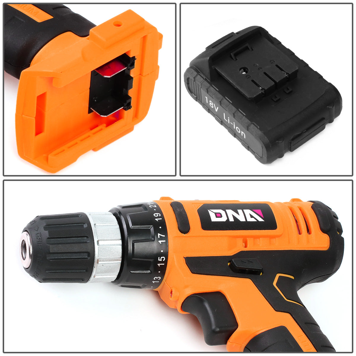 HERRAMIENTAS 46PCS - W/ CORDLESS DRILL - BLACK / ORANGE