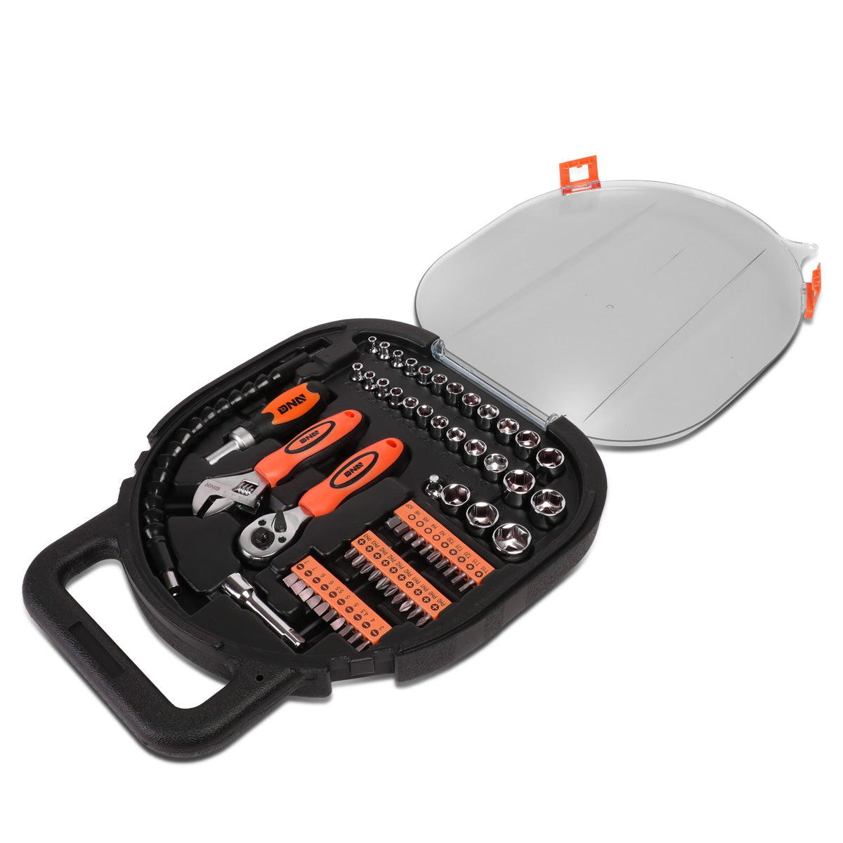 HERRAMIENTAS 64PCS - CHROME VANADIUM STEEL - BLACK / ORANGE