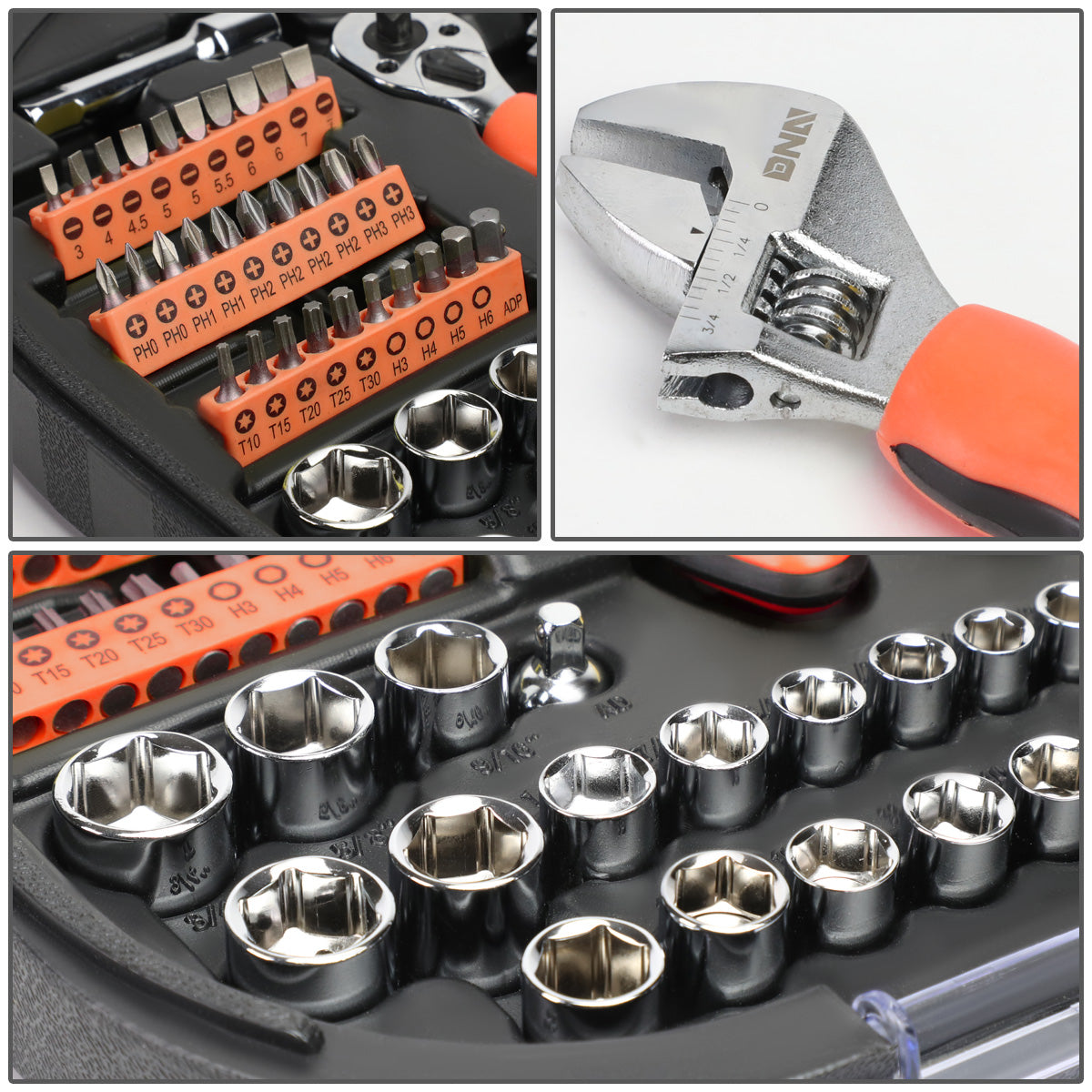 HERRAMIENTAS 64PCS - CHROME VANADIUM STEEL - BLACK / ORANGE