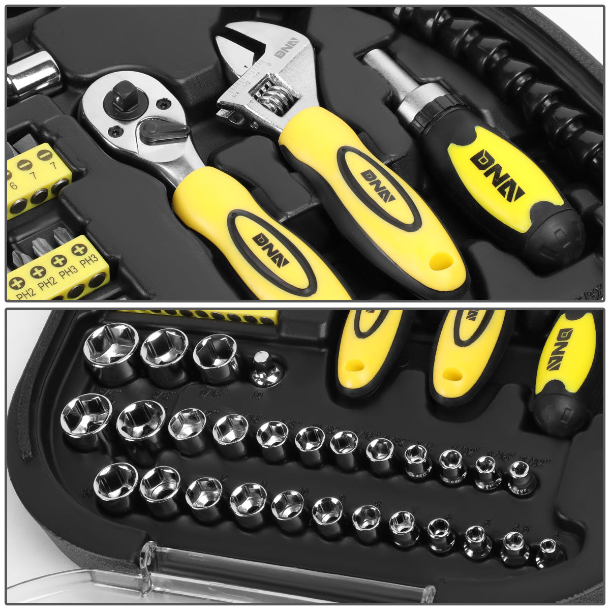 HERRAMIENTAS 64PCS - CHROME VANADIUM STEEL - BLACK / YELLOW