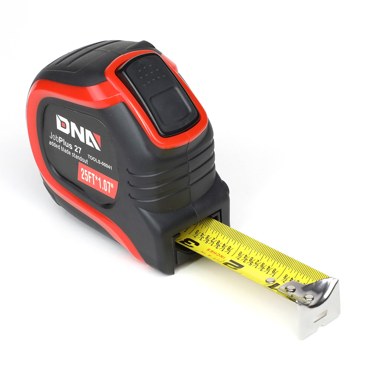 HERRAMIENTAS DNA LOGO - 25FT - 1.07" - PUSH BUTTON - BLACK / RED