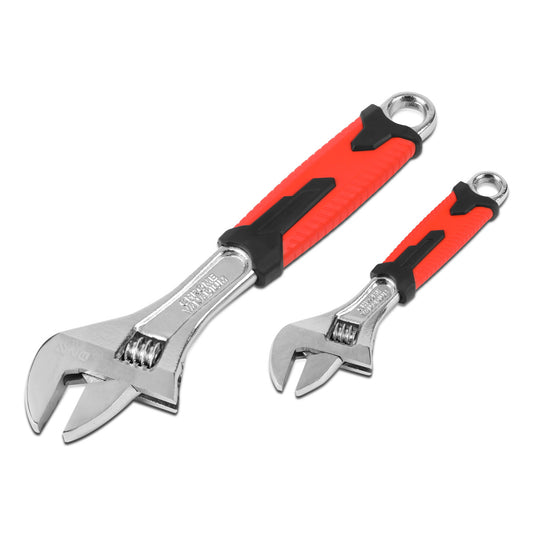 HERRAMIENTAS DNA LOGO - 2PC - 6" WRENCH, 8" WRENCH - 1" / 1-1/2" JAW OPENING - CHROME VANADIUM STEEL - BLACK / RED RUBBER GRIP