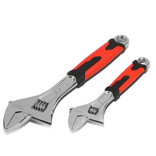 HERRAMIENTAS DNA LOGO - 2PC - 8" WRENCH, 12" WRENCH - 1-1/4" / 1-5/8" JAW OPENING - CHROME VANADIUM STEEL - BLACK / RED RUBBER GRIP