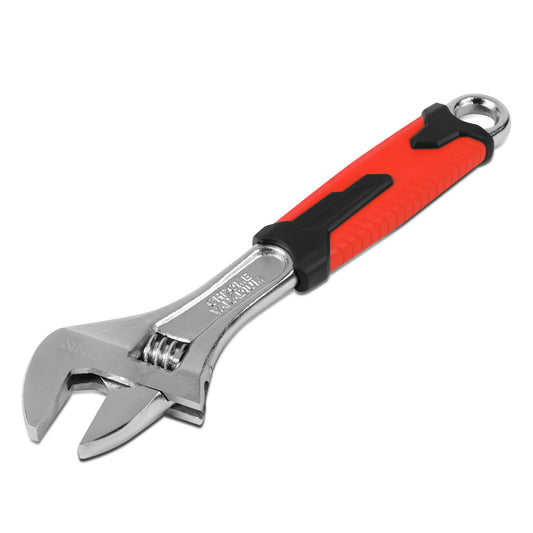 HERRAMIENTAS DNA LOGO - 1PC - 10" WRENCH - 1-1/4" JAW OPENING - CHROME VANADIUM STEEL - BLACK / RED RUBBER GRIP
