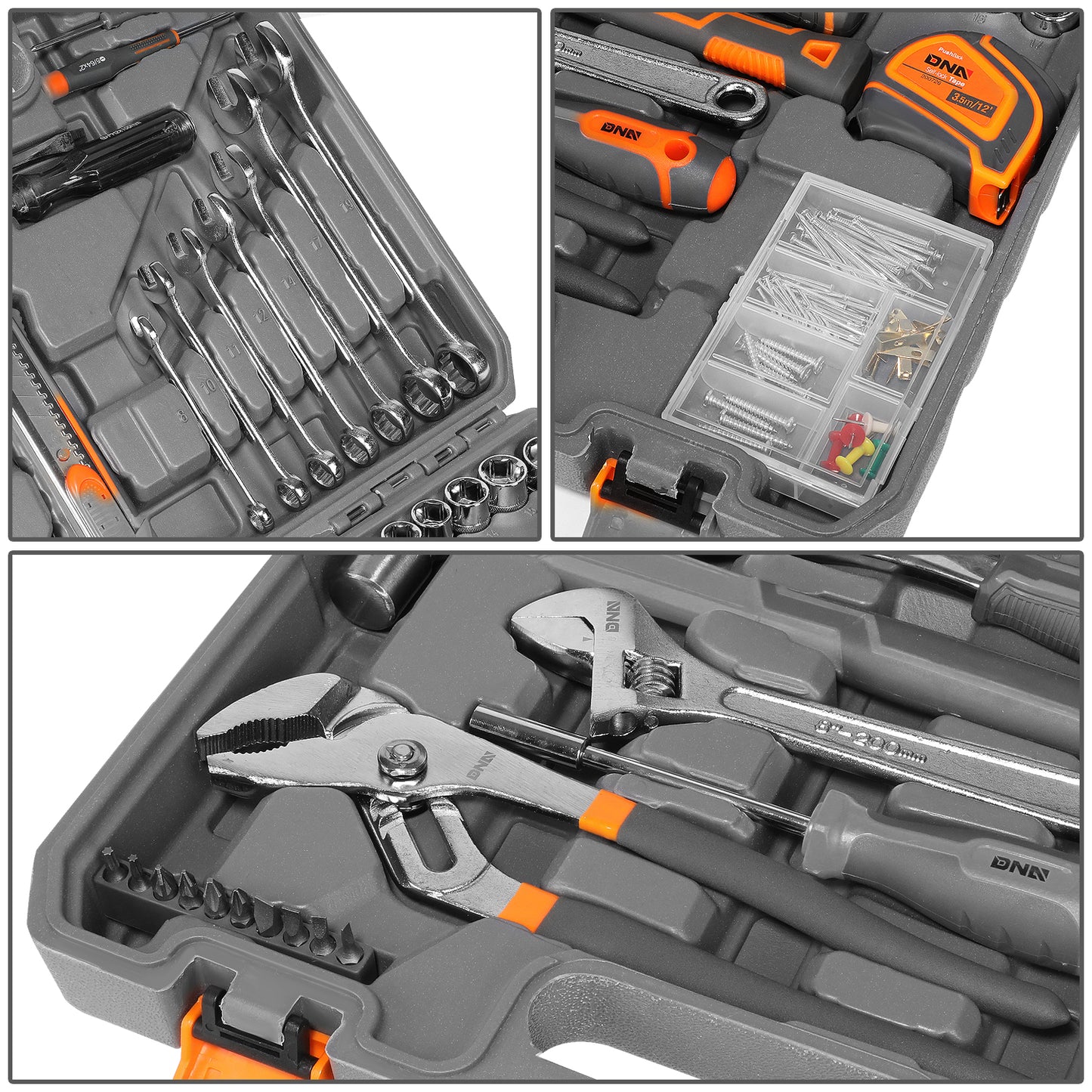 HERRAMIENTAS 160PCS - METALLIC / BLACK / ORANGE - CHROME VANADIUM STEEL / ABS PLASTIC / RUBBER