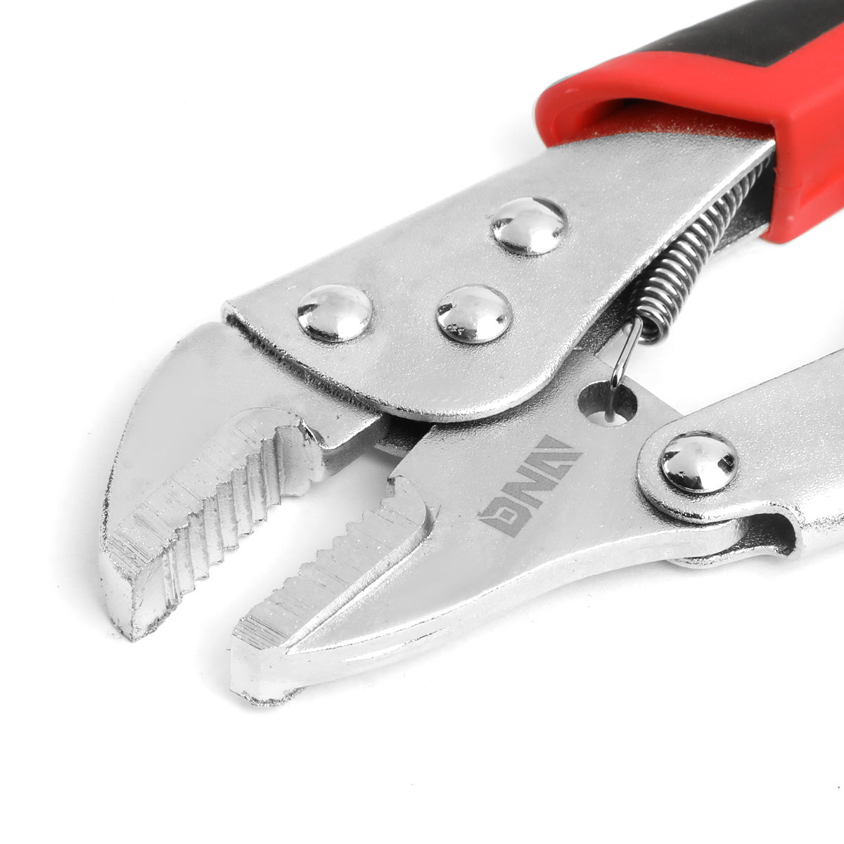 HERRAMIENTAS DNA LOGO - 2PC - 6" LONG NOSE LOCK JAW PLIER, 7" LOCK JAW PLIER - 1-1/2" LONG NOSE / 1-1/4" STRAIGHT JAW OPENING - BLACK / RED RUBBER GRIP