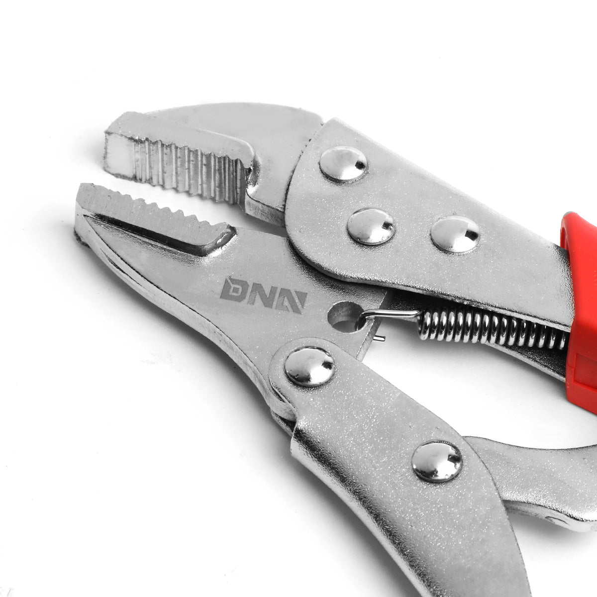 HERRAMIENTAS DNA LOGO - 2PC - 6" LONG NOSE LOCK JAW PLIER, 7" LOCK JAW PLIER - 1-1/2" LONG NOSE / 1-1/4" STRAIGHT JAW OPENING - BLACK / RED RUBBER GRIP