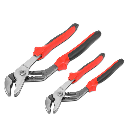HERRAMIENTAS DNA LOGO - 2PC - 10" TONGUE-AND-GROOVE PLIER, 8" TONGUE-AND-GROOVE PLIER - 1-3/4" / 1" JAW OPENING - BLACK / RED RUBBER GRIP