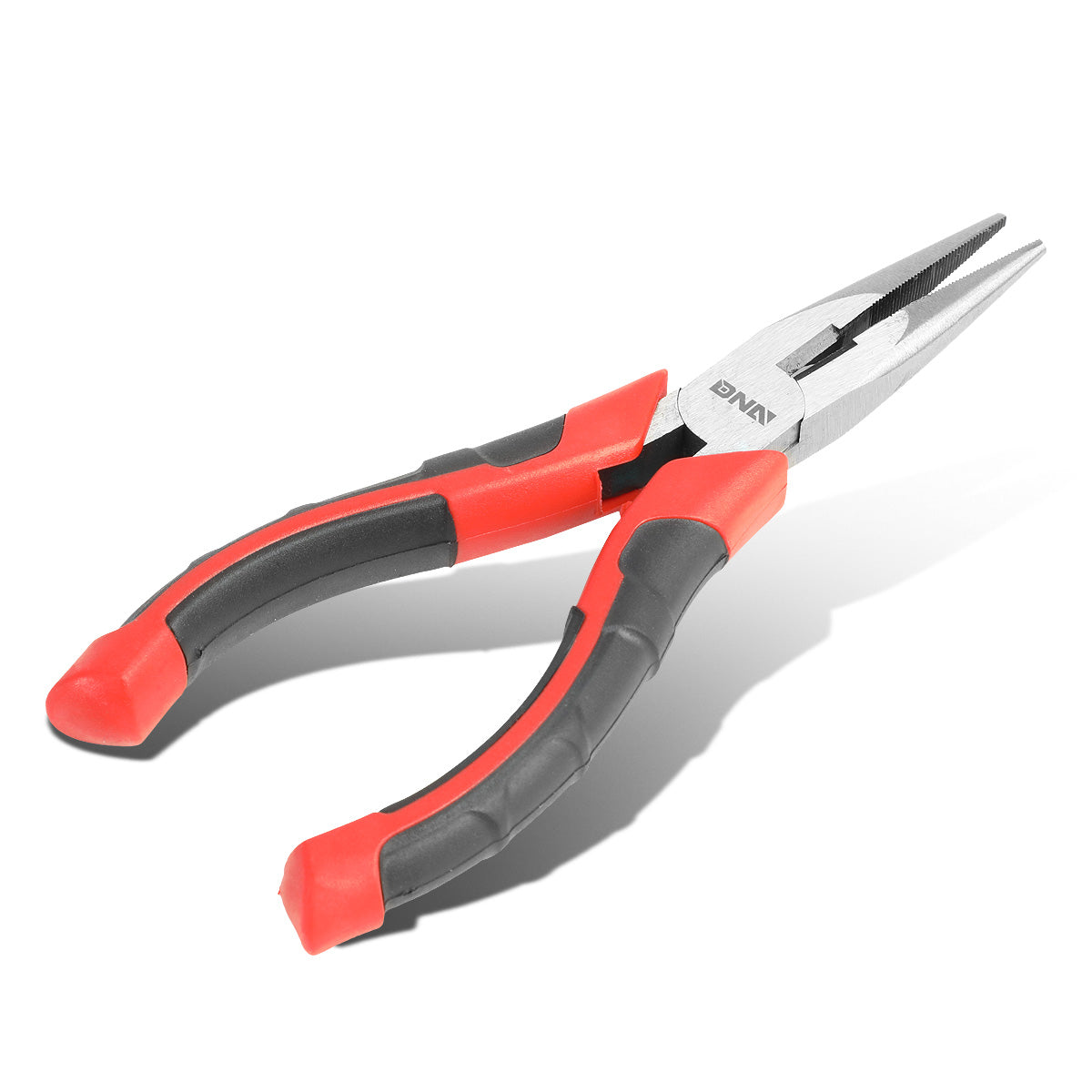 HERRAMIENTAS DNA LOGO - 1PC - 6-1/2" NEEDLE NOSE PLIER - 1/2" JAW OPENING - BLACK / RED RUBBER GRIP