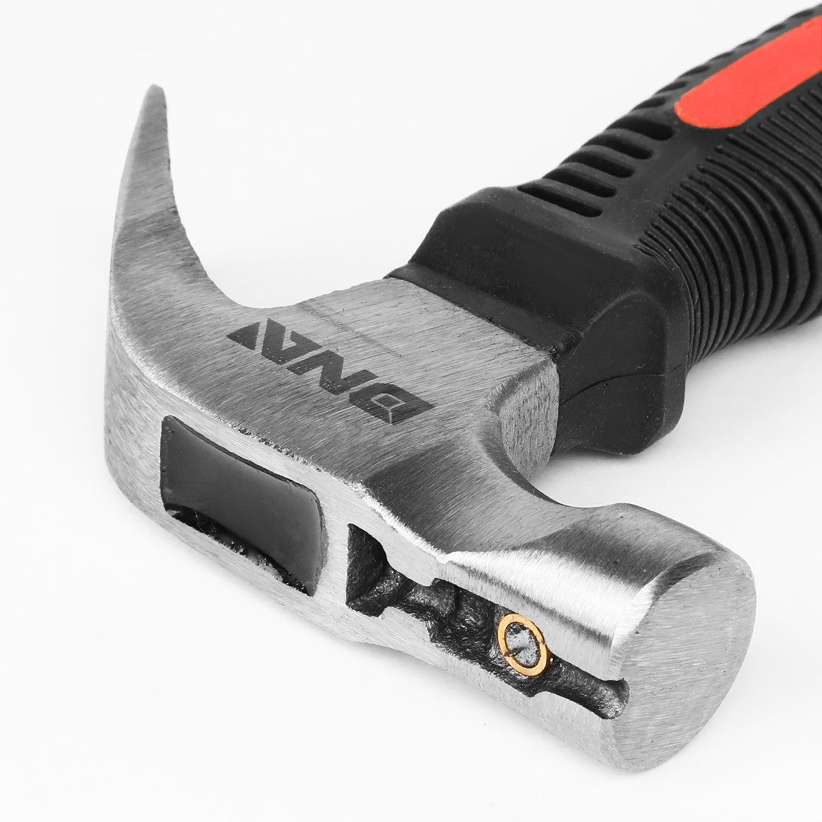 HERRAMIENTAS DNA LOGO - 8OZ HAMMER HEAD - 8" MULTI-PURPOSE PRY BAR - W/ HAMMER HOLSTER - BLACK / RED RUBBER GRIP
