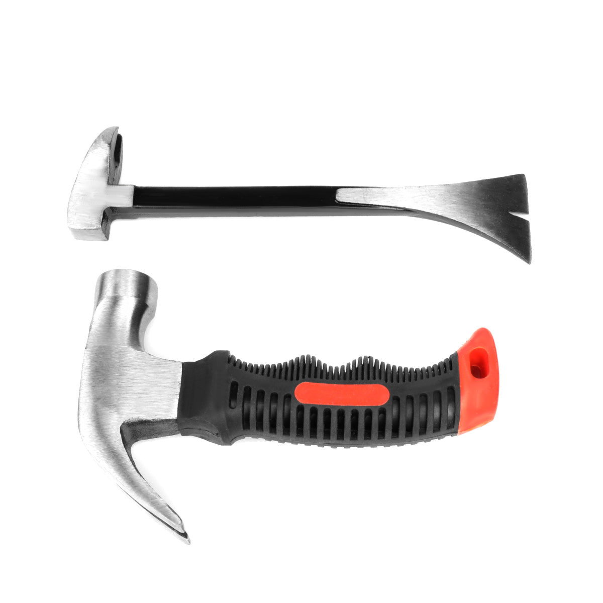 HERRAMIENTAS DNA LOGO - 8OZ HAMMER HEAD - 8" MULTI-PURPOSE PRY BAR - W/ HAMMER HOLSTER - BLACK / RED RUBBER GRIP