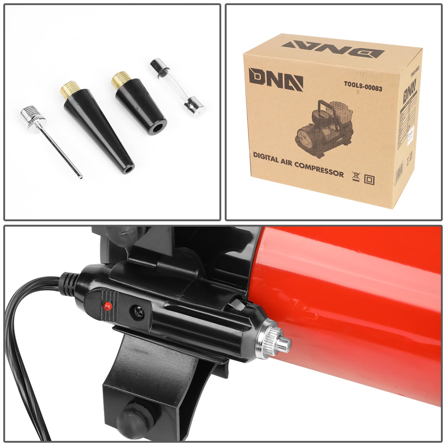 HERRAMIENTAS DNA LOGO - PORTABLE - LED DISPLAY - W/ ADAPTERS - BLACK / RED