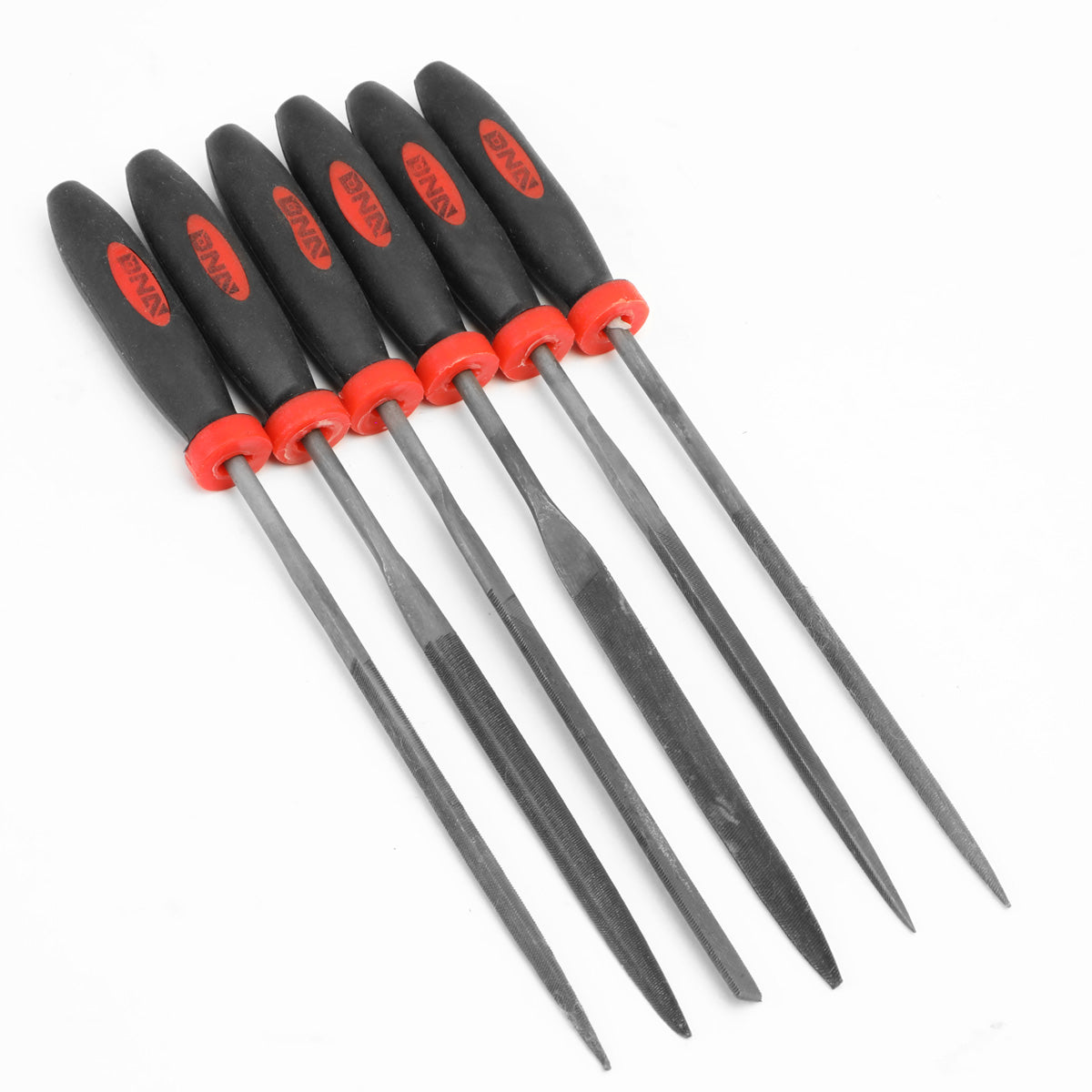 HERRAMIENTAS DNA LOGO - 9PCS - 12" LONG BASTARD FILES / 6" NEEDLE FILES - BLACK / RED