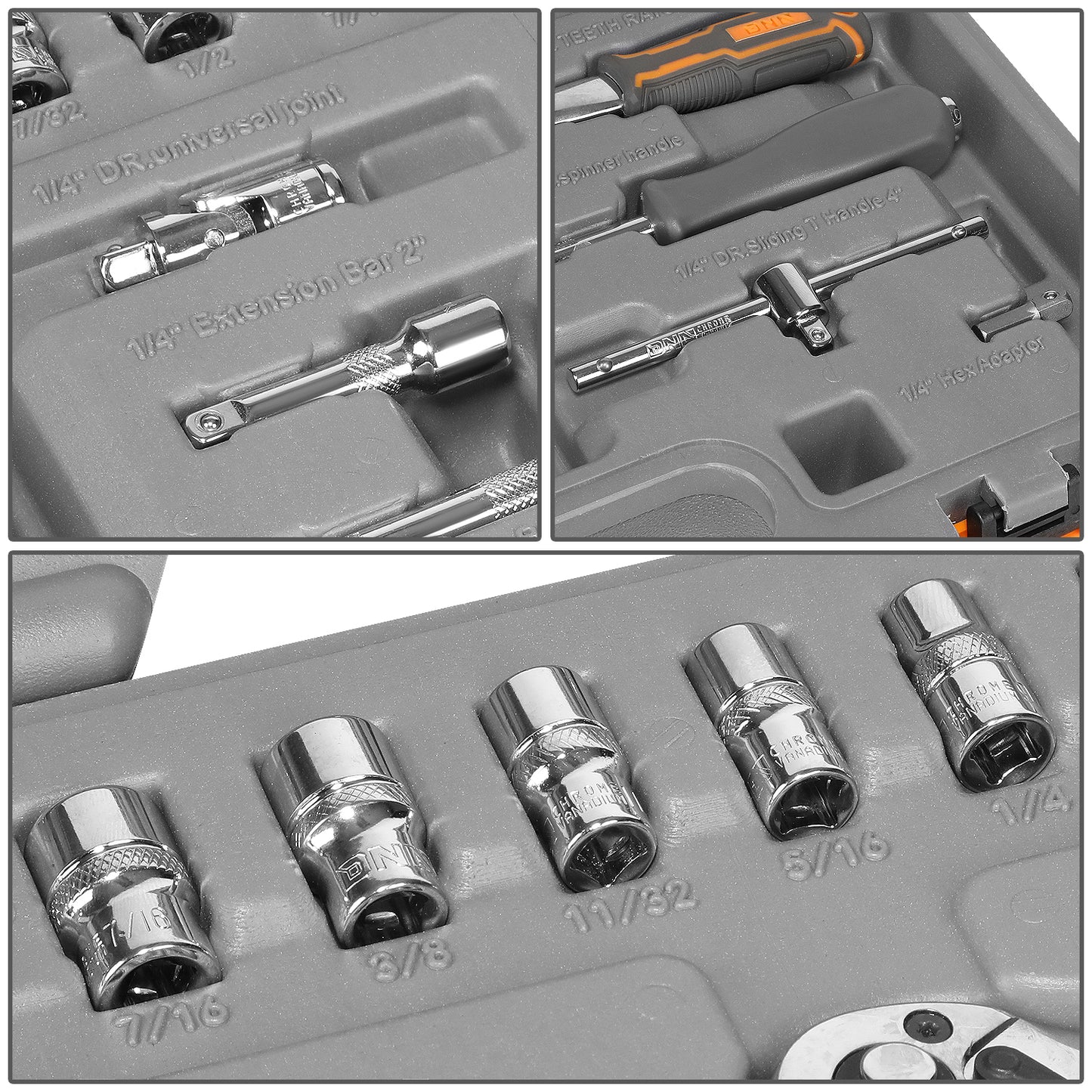 HERRAMIENTAS 42PCS - METALLIC / GRAY / ORANGE - CHROME VANADIUM STEEL / ABS PLASTIC / RUBBER