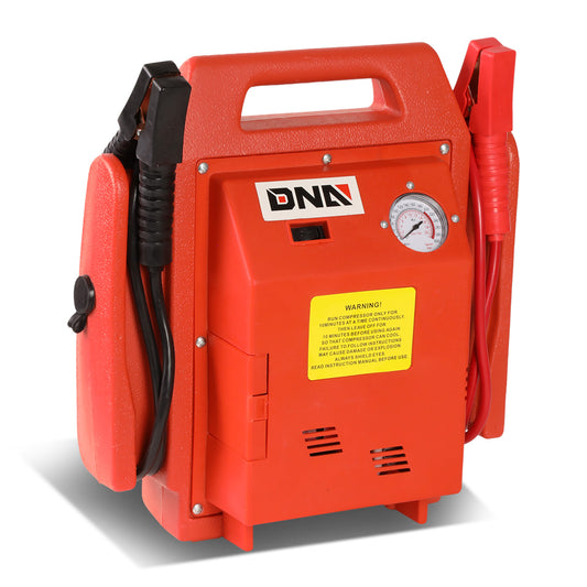 HERRAMIENTAS DNA LOGO - RECHARGEABLE - 12V - 300PSI AIR COMPRESSOR - W/ BUILT IN LIGHT - RED