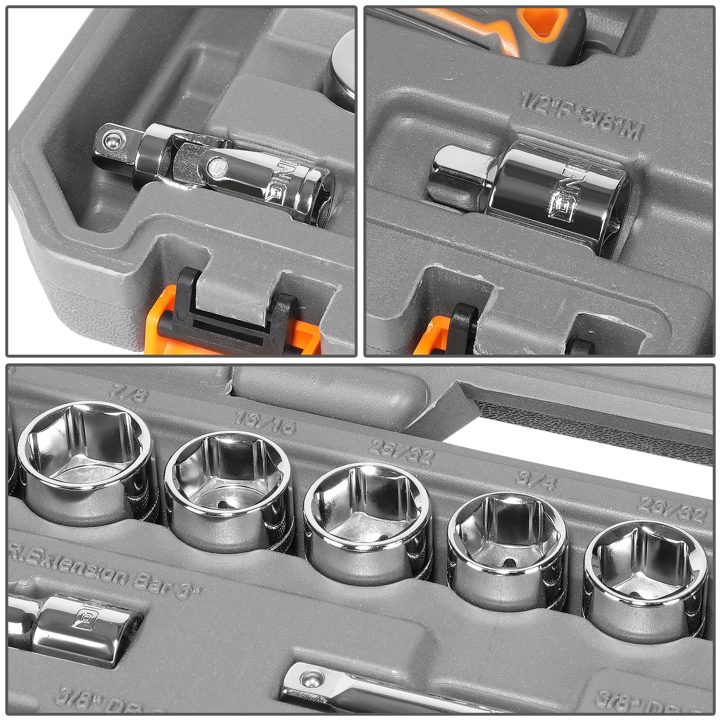 HERRAMIENTAS 26PCS - METALLIC / GRAY / ORANGE - CHROME VANADIUM STEEL / ABS PLASTIC / RUBBER