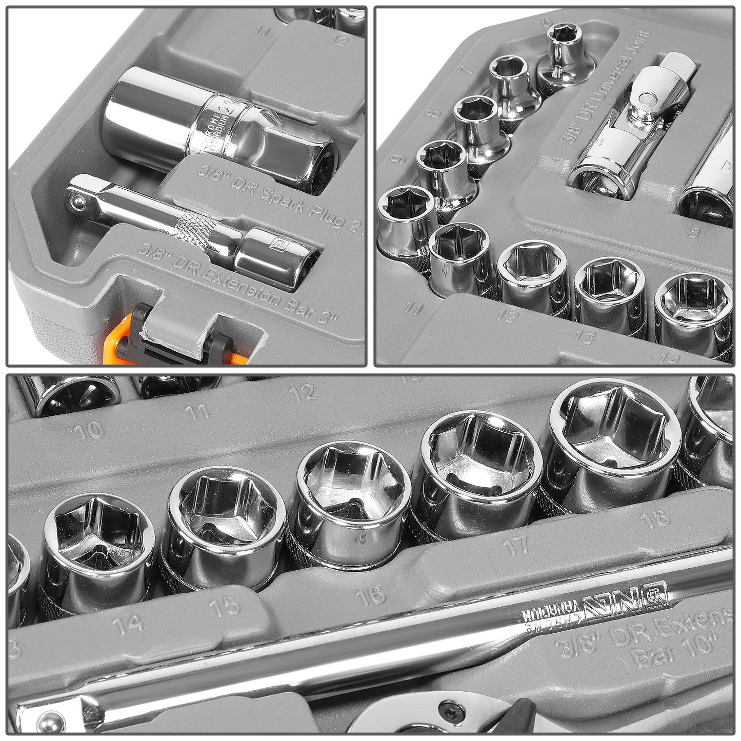 HERRAMIENTAS 58PCS - METALLIC / GRAY / ORANGE - CHROME VANADIUM STEEL / ABS PLASTIC / RUBBER