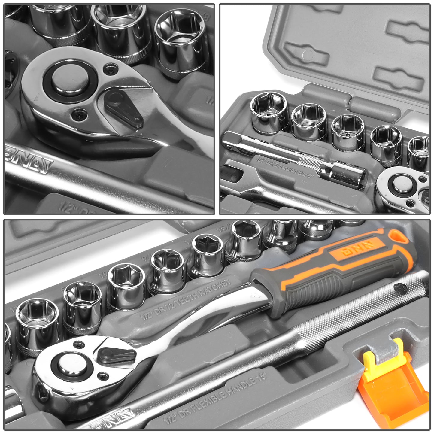 HERRAMIENTAS 17PCS - METALLIC / GRAY / ORANGE - CHROME VANADIUM STEEL / ABS PLASTIC / RUBBER