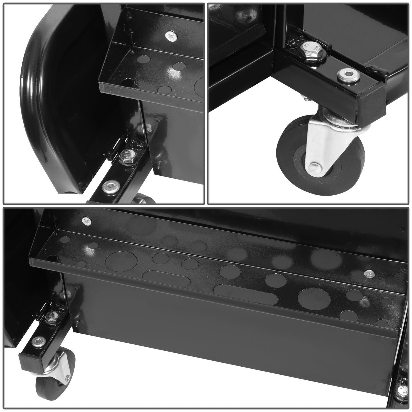 HERRAMIENTAS 3 DRAWER ROLLING MECHANICS SEAT - BLACK