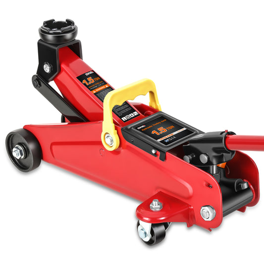 HERRAMIENTAS 1.5 TON 3000 LBS - 5.3" - 12" - RED - FOR VERTICALLIFTING JOBS ONLY, NEVER USE AS A JACK STAND TO HOLD LOAD FOR ANY PROLONGED PERIOD, CAN NOT USED WHERE SIDE OR DOWNWARD FORCE